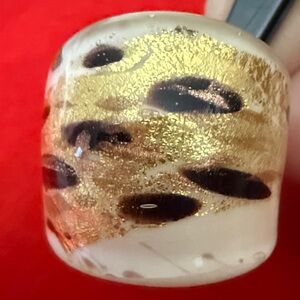 Gold and Brown Patterned Women's Ring hand blown
